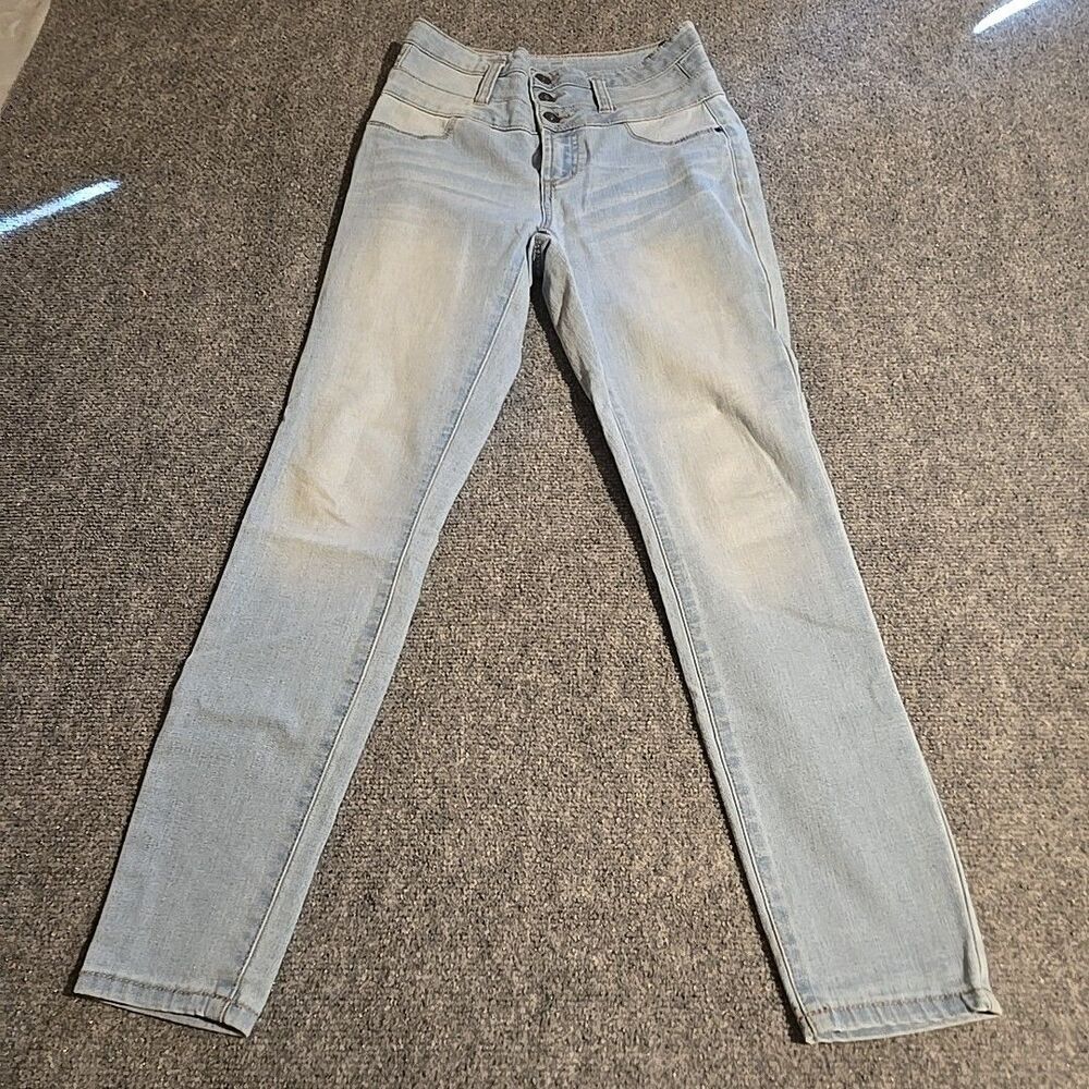 RUE21 High Rise Ankle Jegging Womens Size 2 Blue Light Triple Button Zip Fly - Picture 1 of 11